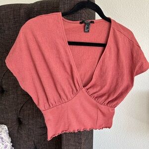 Forever 21 Rust Red Wrap Crop Blouse